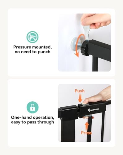 COMOMY 42" Extra Tall Baby Gate for Stairs, Fits 29.5" to 40.6" Openings - Image 5