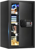 5.1 Cuft Home Safes Water and Fireproof, Large Safety Box Fireproof Waterproof with Electronic Keypad and Spare Key, Fire Proof Safe for Home Documents, Floor Personal Safe for Money Medicine by HomeSafe