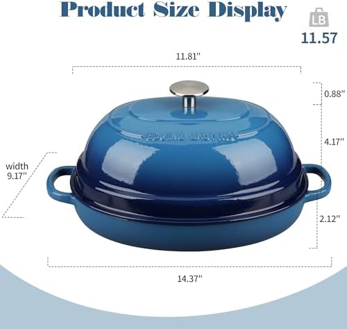EDGING CASTING Enameled Oval Cast Iron Dutch Oven Pot with Lid, Bread Dutch Oven for Sourdough Bread Baking, Dutch Oven Bread, Bread Oven, 6QT, Lake Blue - Image 2