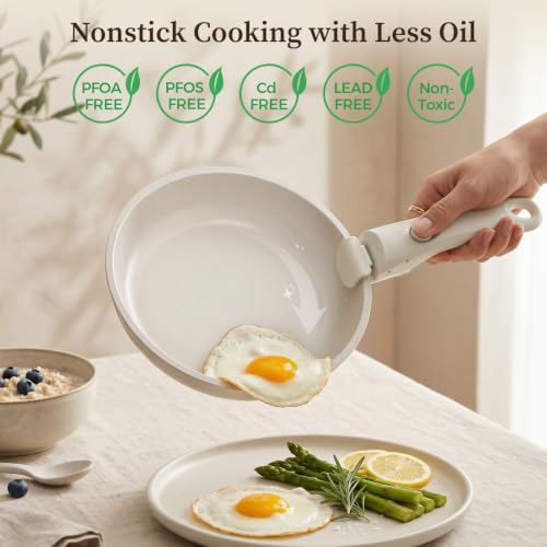 YASHE 9Pcs Granite Nonstick Pots and Pans Set, Oven Safe, Stackable - Image 3