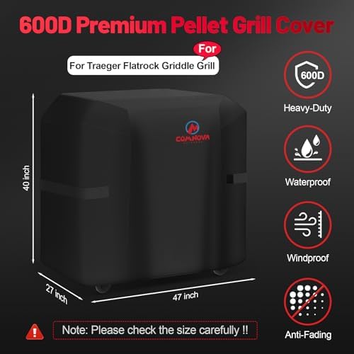 Comnova Grill Cover for Traeger Flatrock - Premium Flat Top Griddle Cover for Traeger Waterproof & Heavy Duty, 600D Gas BBQ Cover Accessory for Treager Flatrock Flat Top Grills (BAC751) - Image 2