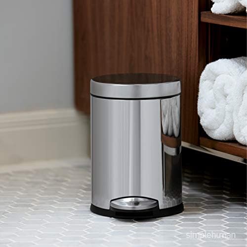 simplehuman 4.5 Liter Bathroom Trash Can, White Steel, Pack of 6 - Image 3