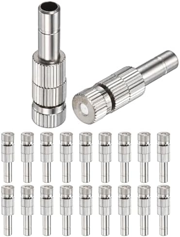 M METERXITY 20-Pack Brass Misting Nozzles, 0.02"/0.5mm Orifice Mister Replacement Heads with Filter Mesh for Cooling System/Landscaping/Humidification, 6mm Low-Pressure Fog Sprayer Nozzle by MMETERXITY