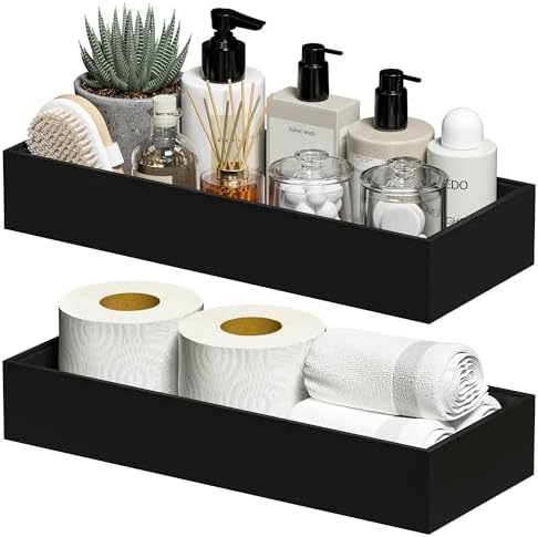 Bamboo Toilet Tank Tray, 15" x 6" x 2.5", Black by Greatseas
