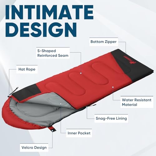 PTEROMY Sleeping Bags for Adults, Lightweight and Machine Washable, Water Resistant Backpacking Camping Sleeping Bag for Warm Cold Weather, Camping Essentials for Hiking Travel - Image 7