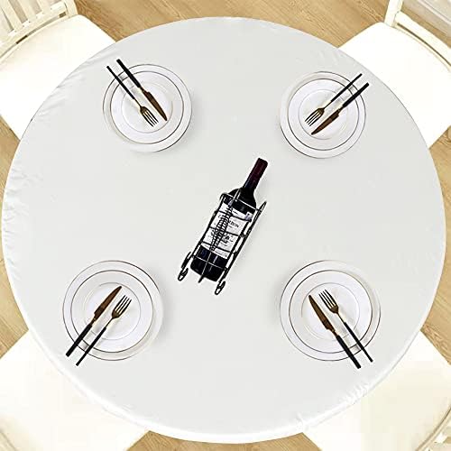 LUSHVIDA Round Tablecloth, Fitted Table Cloth for 36"-44" Tables, Ivory by LUSHVIDA