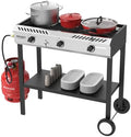 ROVSUN 3 Burner Propane Stove with Auto Ignition, 225,000 BTU Gas Stove with Storage Shelf, Rolling Wheels & Regulator for Home Outdoor Backyard Camping Cooking Frying Brewing Canning by ROVSUN
