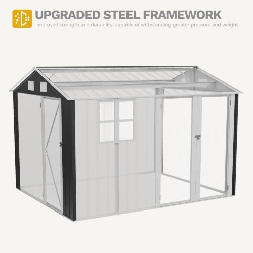 DWVO 10x8 FT Outdoor Storage Shed with 3 Lockable Doors and Window - Image 7