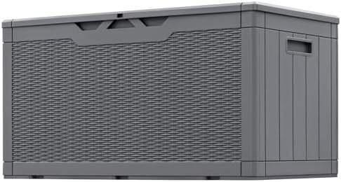 Greesum 100 Gallon Resin Patio Storage Box for Garden Tools, Gray by BuynowfromGreesum