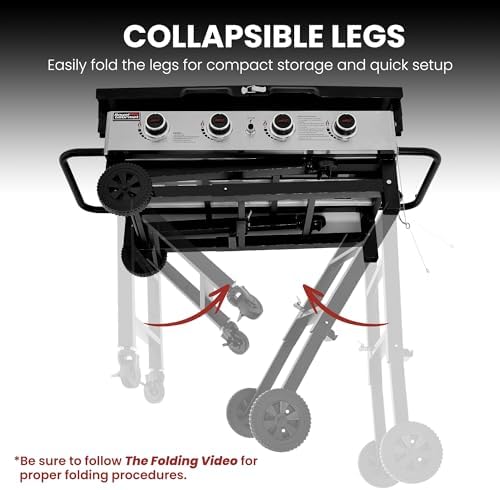 Royal Gourmet GB4001F 4-Burner Propane Griddle for Outdoor, Folding Shelves - Image 4