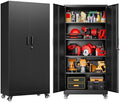 SISESOL 75" Tall Metal Storage Cabinet with Wheels and Shelves (Black) by SISESOL