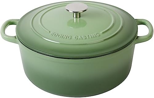EDGING CASTING Enameled Cast Iron Dutch Oven Pot With Lid, 5.5 Quart, for Bread Baking, Cooking, Pistachio Green by EDGINGCOOKWARE
