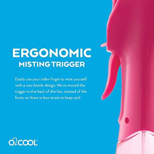 O2COOL Elite Handheld Misting Fan Battery Powered 2-Pack Raspberry - Image 5