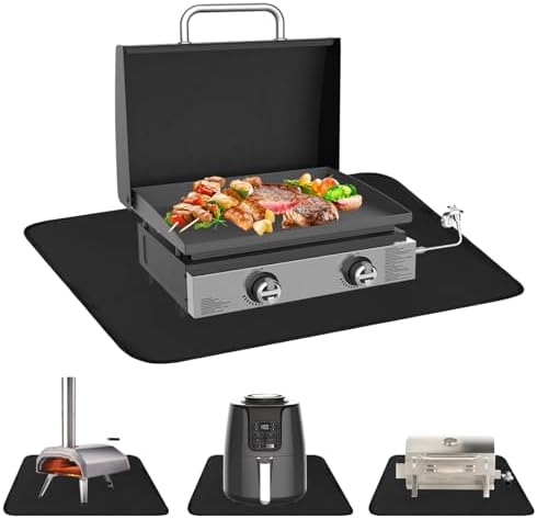Thicking 24x31in Heat Resistant Grill Mats for Outdoor Grill 17in & 22in Blackstone Griddle to Protect Your Prep Table Grill Mat - Fire Proof & Water Proof & Oil Proof BBQ Mat Air Fryer Mat by Amerbro