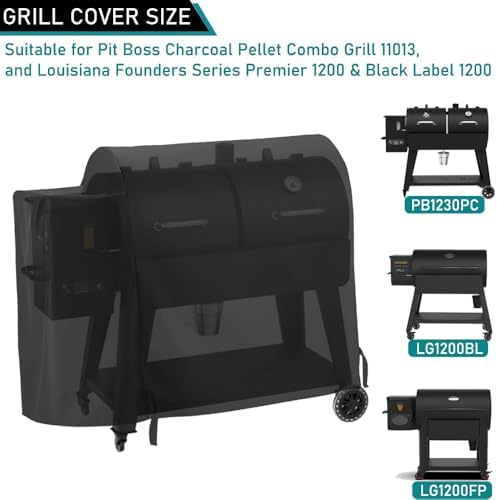 ZJYWSCH Grill Cover for Pit Boss Charcoal Pellet Combo Grill PB1230PC, PitBoss 1230PC Pellet Charcoal Combo Grill Cover Heavy Duty Waterproof for Louisiana 1200 Black Label LG1200BL - Image 2
