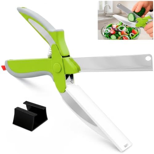 2 in 1 Kitchen Scissors for Food with Cutting Board, Safety Lock by LIBERHAUS