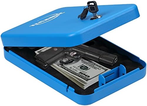 Tenamic Pistol Safe, Portable Travel Gun Safe, Solid Steel Handgun Lock Box for Home Hotel, Gun Safes for Car, Blue by Tenamic