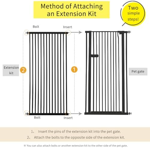 Lumizone Extra Tall Cat Gate Extension Kit 61.02" High 29.52" Wide Black - Image 2
