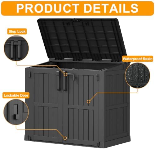 Outdoor Storage Box & Cabinet 36 Cu Ft, Patio Storage Box, Black - Image 5