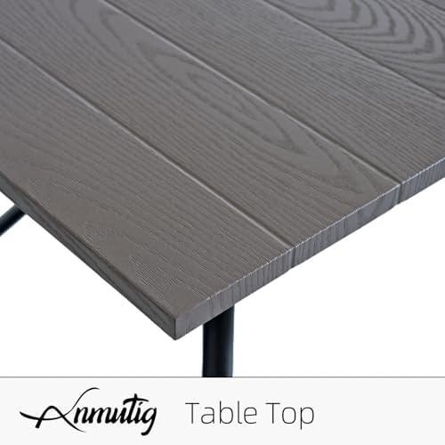 63" Wood-like Embossing Rectangle Outdoor Patio Dining Table for 6 Person - Image 3