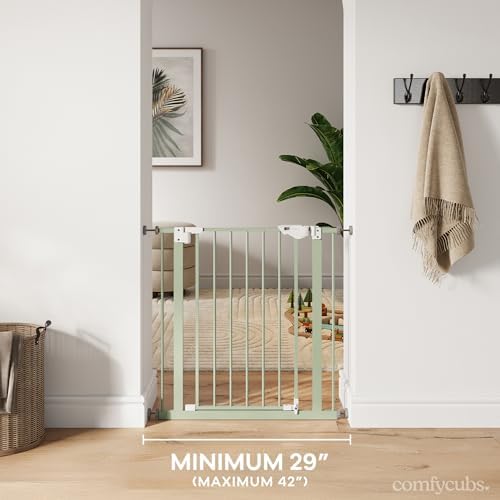Comfy Cubs Baby Safety Gate Adjustable 42"x1.9"x30" Sage Pet Gate - Image 2