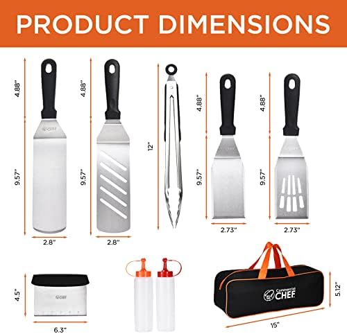 Commercial Chef 9PC Griddle Accessories Kit – Flat Top Grill Accessories Hibachi Spatula Set for Weber and Blackstone Griddles, Breakfast Tools for Outdoor BBQ - Image 3