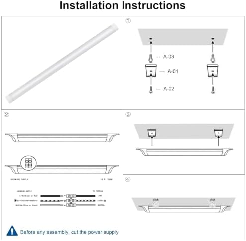 2 Packs 8FT LED Batten Light with 0.5m Cable, Ultra-Thin Ceiling Surface Mounted Light, 80W, 5000K, IP20, LED Ceiling Lamp for Garage, Shop, Hallway, Office, Market - Image 6