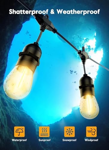 Outdoor String Lights, 157FT 50 Bulbs Shatterproof Patio Lights with Remote - Image 6