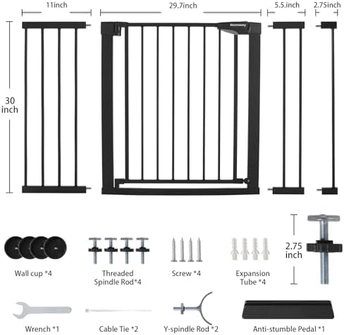 Mumeasy 29.7-51" Extra Wide Baby & Dog Safety Gate for Stairs & Doorways - Image 2