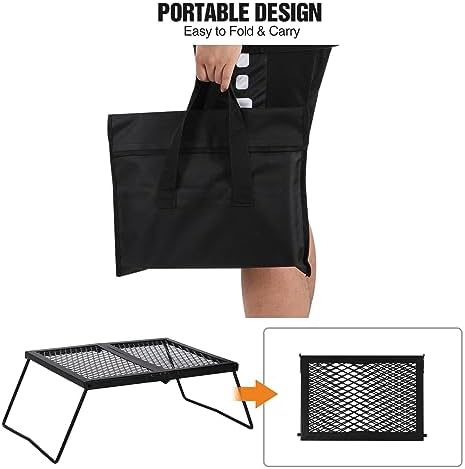 REDCAMP Folding Campfire Grill Heavy Duty Steel Grate, Portable Camp Fire Cooking Rack Over Fire Pit with Carrying Bag for Outdoor BBQ Camping - Image 5