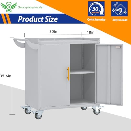 GAIOUS 35.6'' Tall Metal Garage Storage Cabinet with Wheels, Tool Cabinet - Image 2