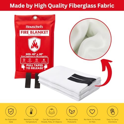 Emergency Fire Blanket for Home & Kitchen, Fiberglass Fire Suppression Blanket, 40" x 40" Heat Resistant Fire Safety Blanket for Grill, Fireplace, Camping, Car, Office & Emergency (Pack-02) - Image 7