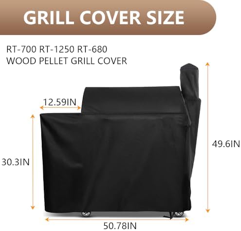 Grill Cover for recteq Flagship 1100,RT-700 RT-1250 RT-680 Wood Pellet Grill Cover | Full Length Heavy-Duty Premium Pellet Grill Cover for All-Weather Protection,Suitable for RT-700 RT-1250 RT-680 - Image 2