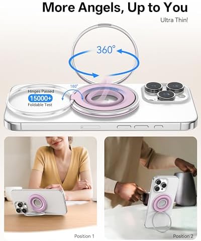 [2025 Upgrade] Magnetic Phone Grip for MagSafe, 360° Rotation Phone Ring Grip Stand, Finger Kickstand Two-Sided Magnet Compatible with iPhone 17/16/15/14/13/12/11 Pro/Max MagSafe Accessories - Image 3
