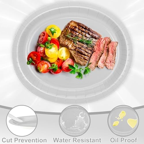 50 Pack Silver Paper Plates 12.2 X 10.2 Inches Disposable Plates for Party - Image 3