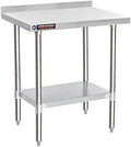 DuraSteel NSF Commercial Kitchen Table - 24 x 30 Inch Cooking Prep Stainless Steel Kitchen Island Workstation w/ Adjustable Under Shelf - Heavy Metal Backsplash Workbench For Restaurant, Home, Garage by DuraSteel