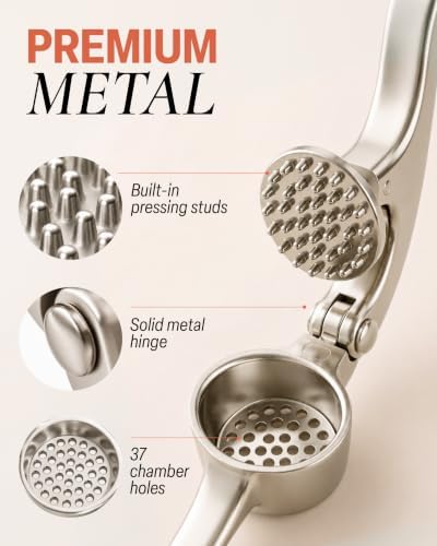 Zulay Kitchen Metal Garlic Press Garlic Mincer Tool Stainless Steel, Silver - Image 3
