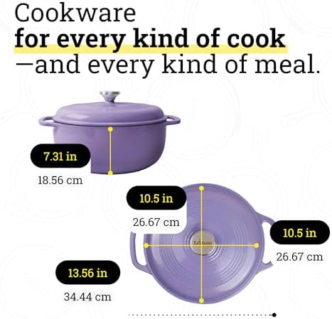 Lodge Essential Enamel Cast Iron Dutch Oven, 6 Quart, Lilac - Image 5