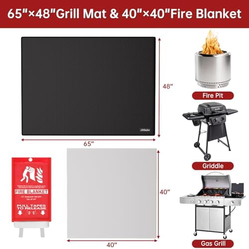 65x48 inch Grill Mat for Blackstone,Fire Pit Mat with Fire Blanket - Image 2