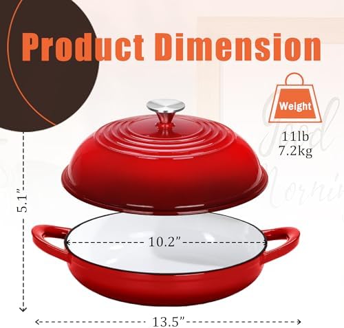 6 QT Enameled Cast Iron Round Bread Oven, Sourdough Dutch Oven - Image 2