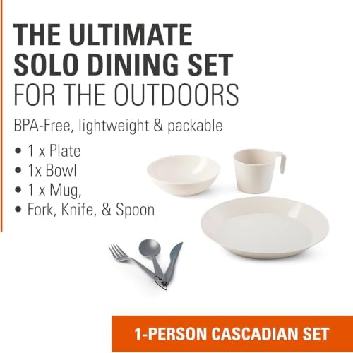 GSI Outdoors Cascadian Table Set I 6-Piece Camping, Backpacking Mess Kit, Plastic BPA Free, Plate, Bowl, Mug, Cup & Cutlery Set - Image 2