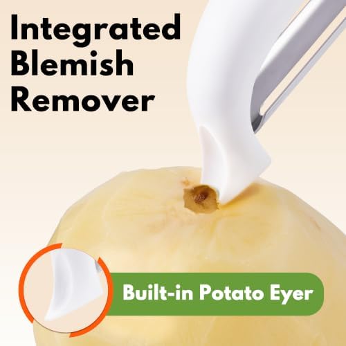 Rainspire Vegetable Peeler Potato Peelers for Kitchen, Sharp Stainless Steel Blades Veggie, Comfortable Handle Fruit Peeler, Carrot Peeler Apple Peeler Dishwasher Safe (2, White) - Image 5
