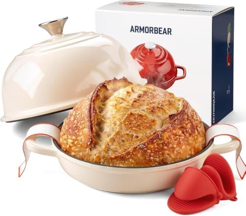 9.5-Inch Enameled Cast Iron Sourdough Bread Oven, Dome Lid, White by Unknown