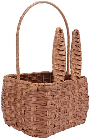 Brown Imitated Rattan Woven Picnic Basket, PVC Iron Frame Handheld Storage by HOUDERCO