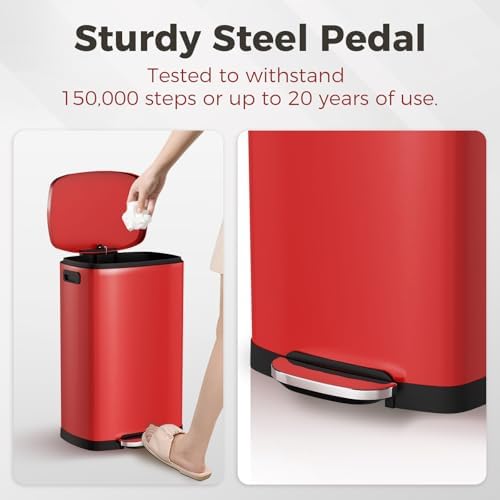 ELPHECO Kitchen Trash Can with Lid 13 Gal Stainless Steel Pedal Garbage Can - Image 5