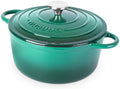 Cast Iron Dutch Oven with Lid - Non-Stick Ovenproof Enamelled Casserole Pot - Sturdy Dutch Oven Cookware - Dark Green, 5-Quart, 24cm - by Nuovva by Nuovva
