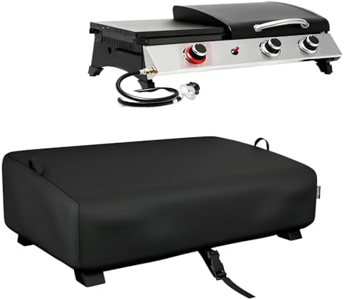 EVRBUL Table Top Grill Cover Compatible with Royal Gourmet PD1305H 3-in-1 Grill Griddle Combo, Waterproof Heavy Duty 600D Portable Griddle Cover 33"L×20.5"W×9.5"H, Windproof Tabletop BBQ Grill Cover by EVRBUL