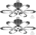 Led Garage Lights 2 Pack 200W Super Bright Ceiling Led Shop Lights, E26/E27 Base, 6500K, 22000LM Deformable Garage Light Ideal for Basement, Attic and Workshop, Commercial Bay Lighting by LUCORUSC