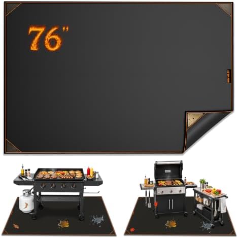 76 x 52in Under Grill Mat for Outdoor Grill, 4 Weighted Corners by koymiley