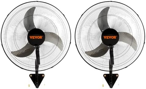 VEVOR 18 Inch Wall Mount Fan, Oscillating, 3-Speed, 4000 CFM, 2 Pack by VEVOR
